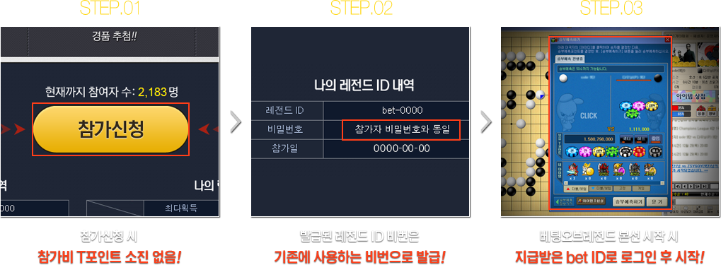 1ܰ: û   TƮ  !, 2ܰ: ߱޵  ID   ϴ  ߱!, 3ܰ: ÿ극    ޹ bet ID α  !